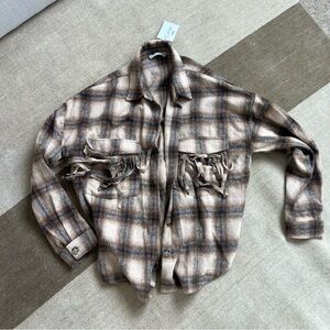 Plaid Fringe Button-Up jacket